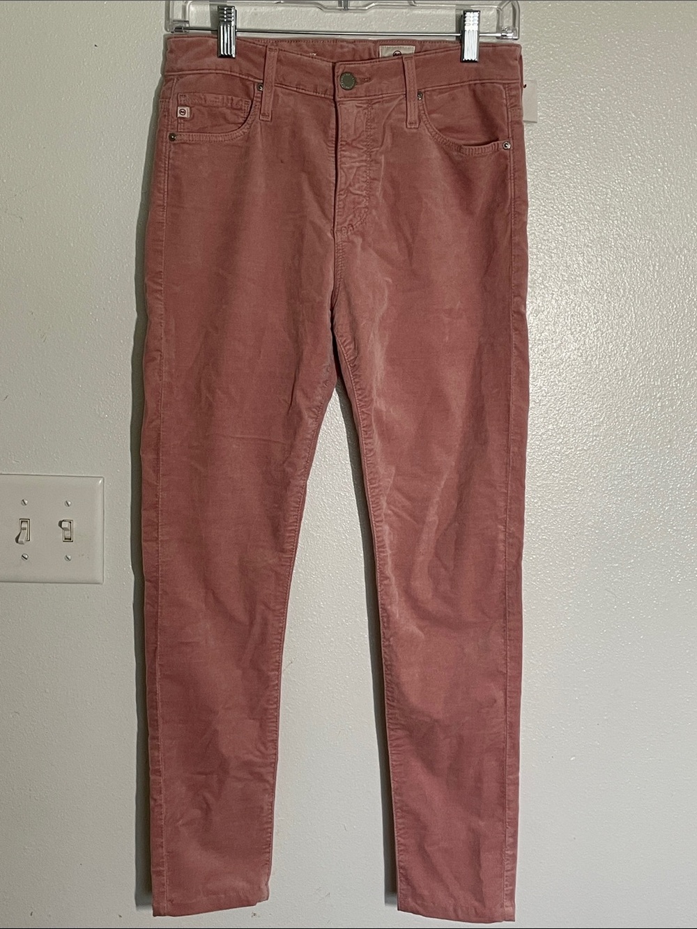 Ag Adriano Goldschmied Slim Corduroy Pants in Dusty Rose